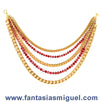 Fantasías Miguel Clave:IP1599 Collar De Cadena Gruesa Oro Con Rondel Rojo