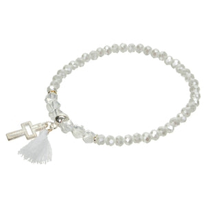 Pulsera Rondel Con Borla Blanca