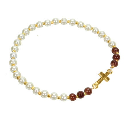 Pulsera Perla Con Cruz