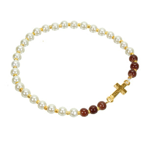 Pulsera Perla Con Cruz