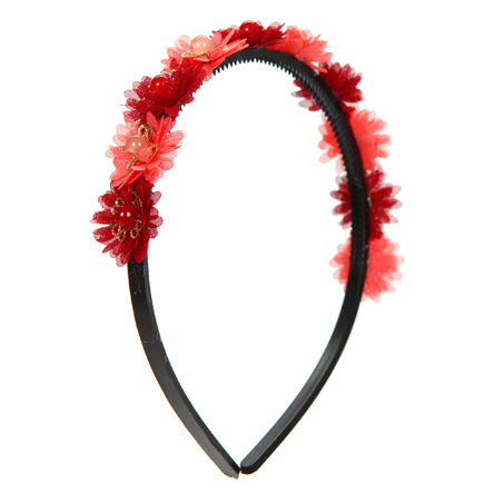 Diadema De Flores Rojo/Coral