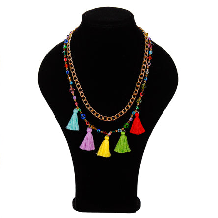 Collar Con Borlas Multicolor