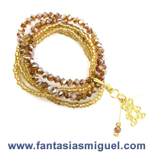 Pulsera Oro Con Cristal Topacio Y Dije De Oso