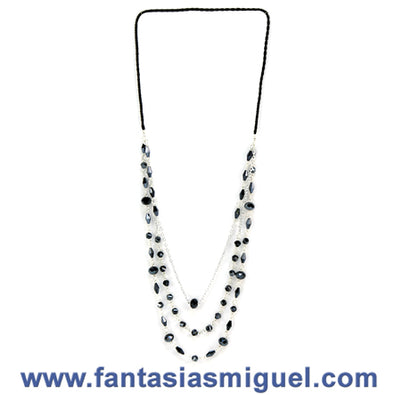 Fantasías Miguel Clave:IP995 Collar Negro Con Cristal De Estoperoles