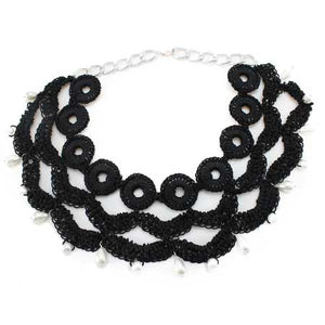 Collar Tejido Con Perlas