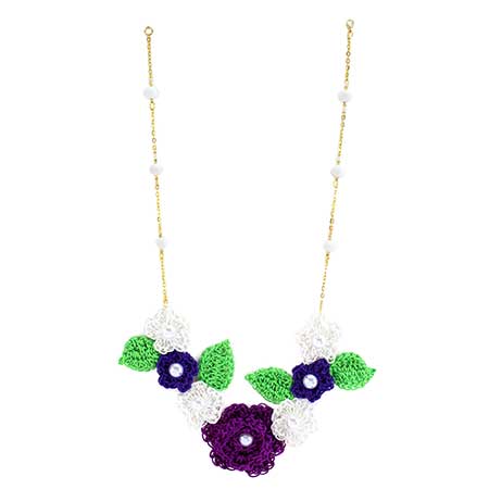 Collar Oro Con Flores Tejidas