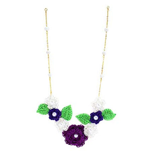 Collar Oro Con Flores Tejidas