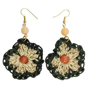 Aretes Con Flor Tejida