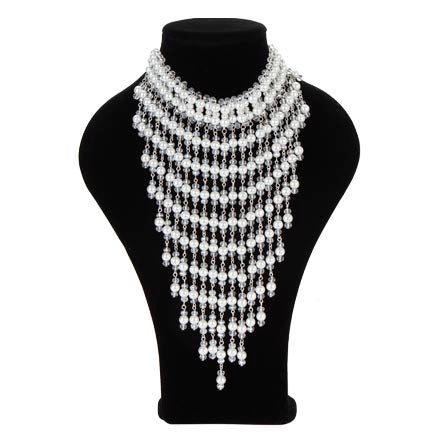 Collar De Perlas Y Rondeles Blanco