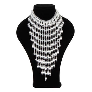 Collar De Perlas Y Rondeles Blanco