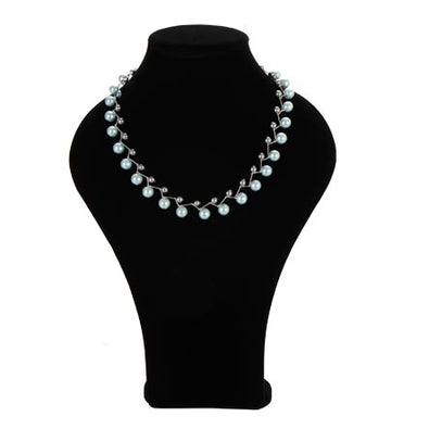 Fantasías Miguel Clave:IZ15 Collar De Perlas Gris/Azul Claro En Zig-Zag