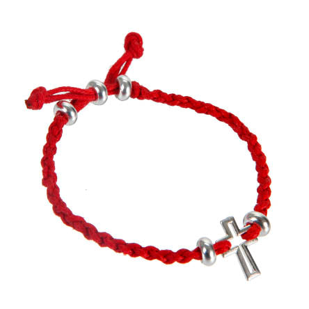 Pulsera De Cordón Rojo Con Cruz