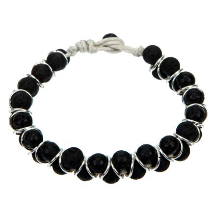 Pulsera Con Cuentas De Lava Y Argollas