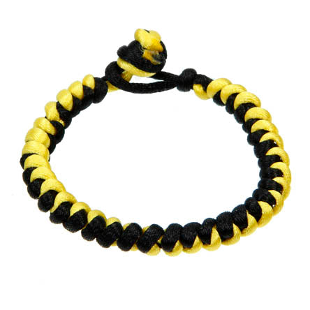 Pulsera Con Cola De Rata Tejida Negro Y Amarillo