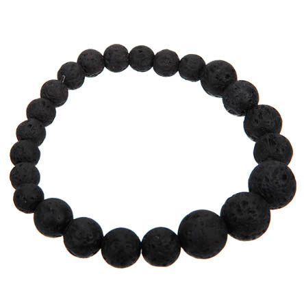 Pulsera Con Cuentas Lava Negras