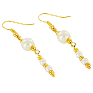 Aretes De Cadena De Oro Con Perlas