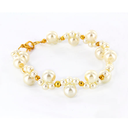 Pulsera Cuentas Oro Con Perlas