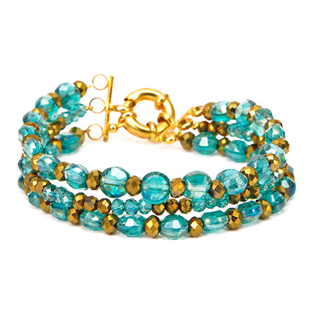 Pulsera Cristal Pastilla Jade Y Rondeles De Oro