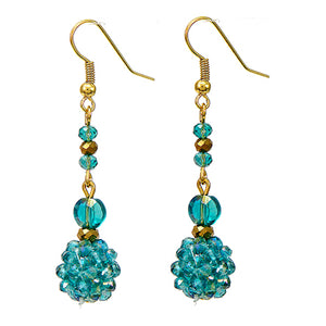 Aretes De Cristal Pastilla Jade Y Rondeles De Oro