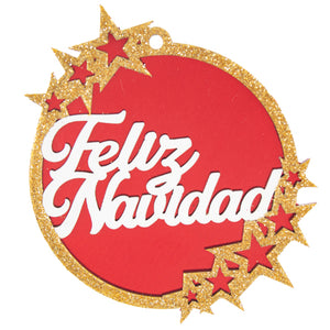 Esferita Feliz Navidad, Oro, Blanco Y Rojo