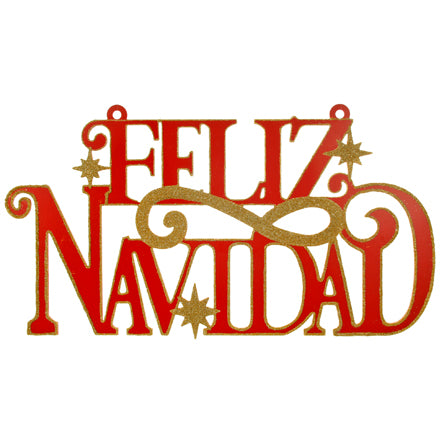 Letrero Feliz Navidad Oro/Rojo