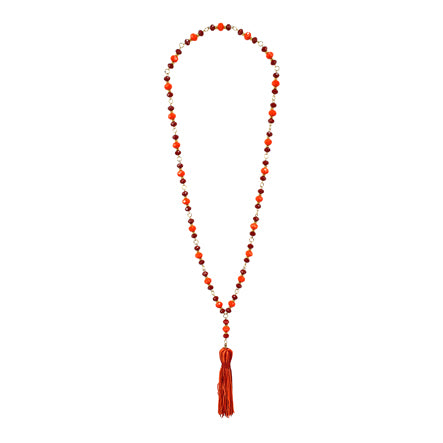 Collar Rojo Naranja Con Borla