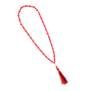 Collar Con Borla Y Cuenta Caucho Naranja