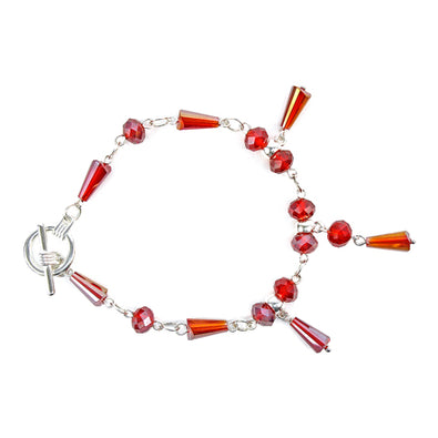 Fantasías Miguel Clave:JO1148 Pulsera Roja Con Cuentas Pirámide Y Rondeles