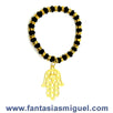 Fantasías Miguel Clave:JO114 Pulsera De Trompo Negro C/ Argollas Y Mano