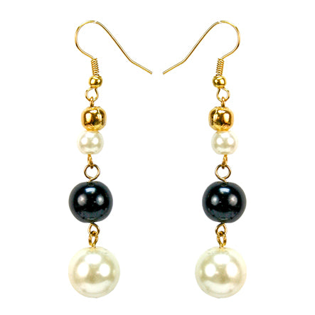 Aretes De Perlas Marfil Negro