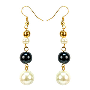 Aretes De Perlas Marfil Negro