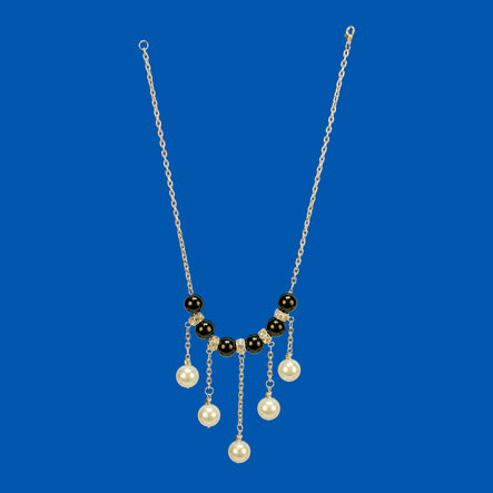 Collar De Perlas Blanco Negro
