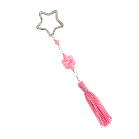 Llavero Estrella Con Borla Rosa