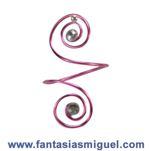 Anillo De Alambre Fiusha C/ Piedras Acrilicas