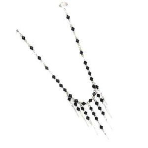 Collar Plata Con Cristales Negro