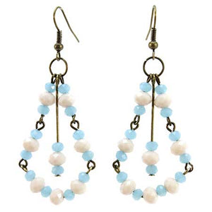 Aretes De Candil Marfil-Azul