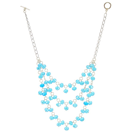 Collar De Rondeles Turquesa Con Cadena