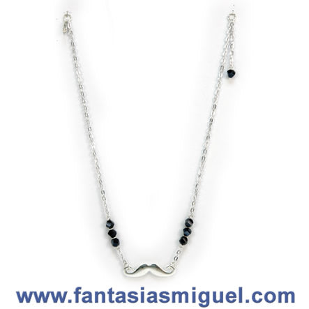 Collar De Cadena C/ Dije Bigote Plata
