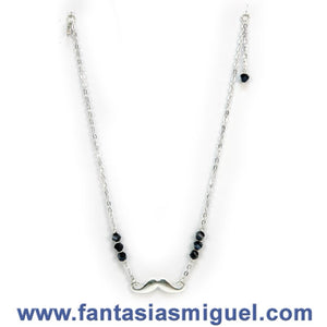 Collar De Cadena C/ Dije Bigote Plata