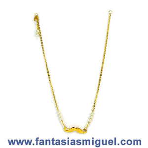 Collar De Cadena Oro C/ Dije Bigote