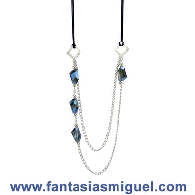 Fantasías Miguel Clave:JO186 Collar De Cristal Morado Y Cadenas