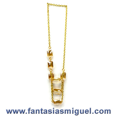 Fantasías Miguel Clave:JO222 Collar Cadena Oro Y Cristales Miel