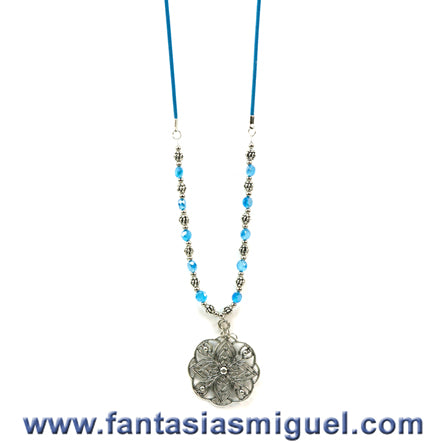 Collar Agua Con Dije Plata Antigüo