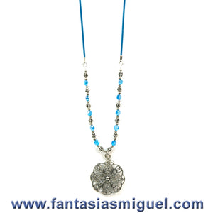 Collar Agua Con Dije Plata Antigüo