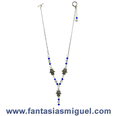 Fantasías Miguel Clave:JO282 Collar Manitas De La Suerte C/ Ojitos Y Cristal