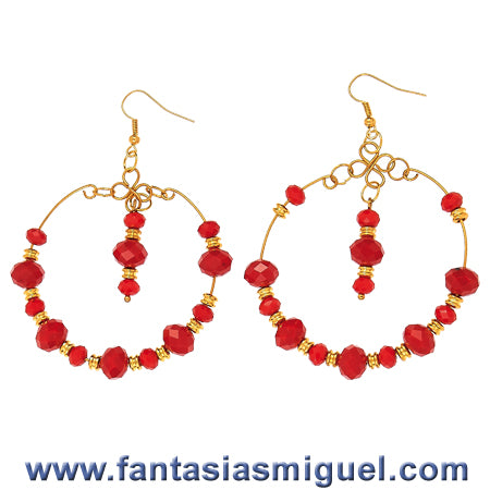 Arracadas De Rondel Rojo/ Oro