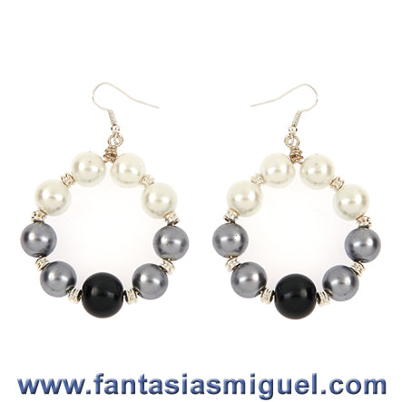 Aretes De Perlas Negra/ Gris/ Blanco