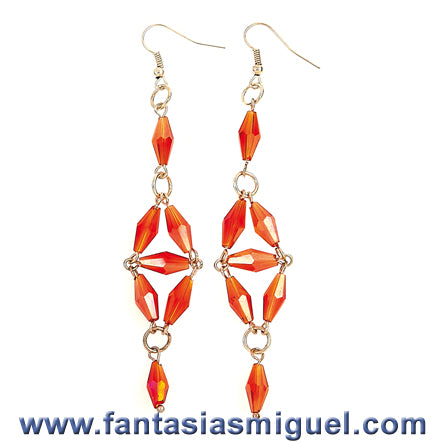 Aretes De Cristal Arroz Naranja