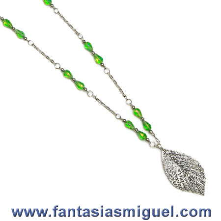 Collar De Hoja Con Gotas Verdes