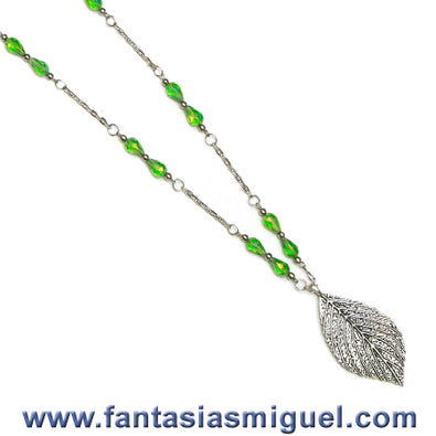Fantasías Miguel Clave:JO379 Collar De Hoja Con Gotas Verdes